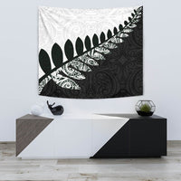 New Zealand Silver Fern Maori Tapestry Black White Black - Polynesian Pride