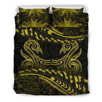 New Zealand Bedding Set Yellow Manaia Maori - Silver Fern Duvet Cover - Polynesian Pride