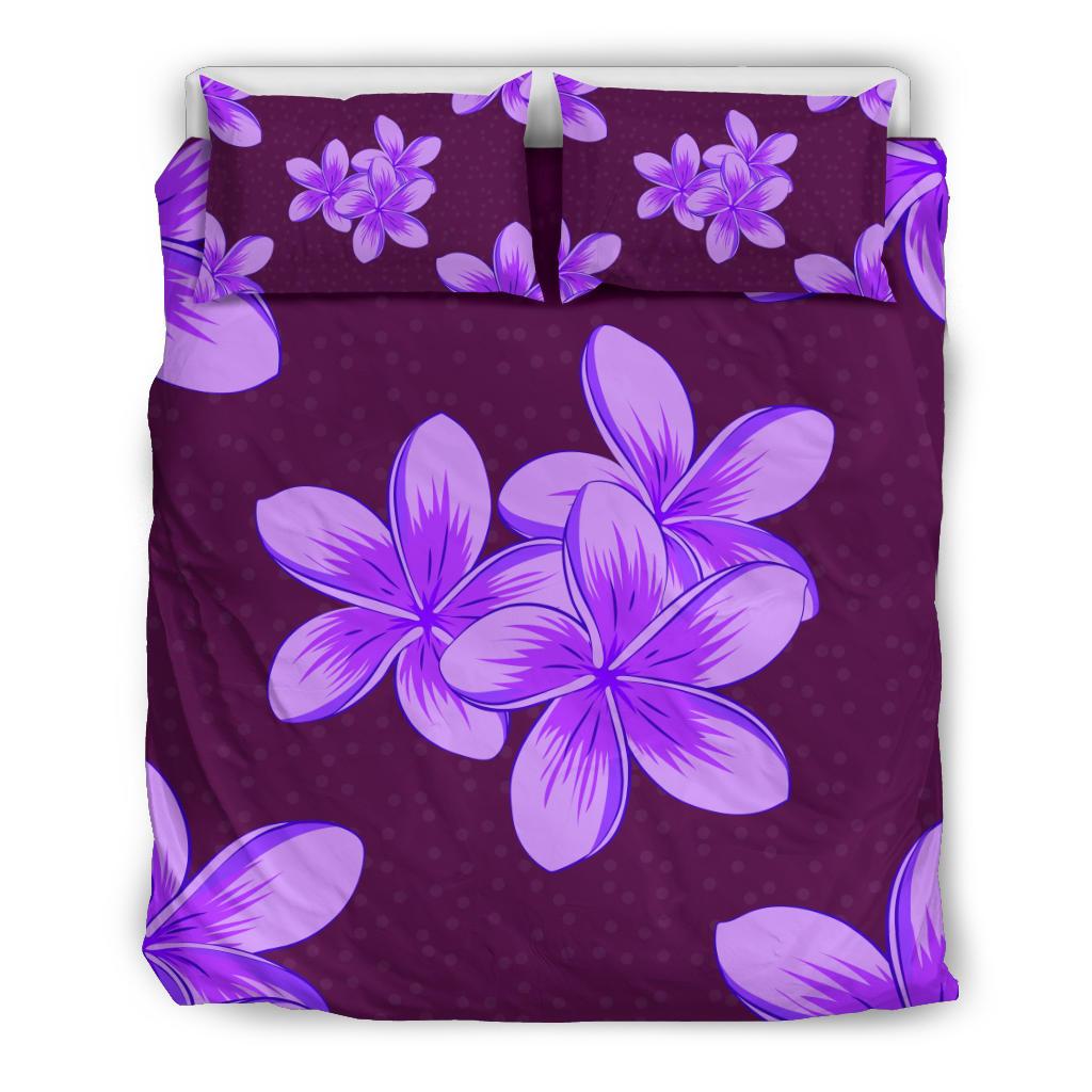 Hawaii Bedding Set - Hawaii Plumeria Simple Bedding Set Purple - Polynesian Pride