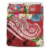 Polynesian Hawaii Bedding Set - Summer Plumeria (Red) - Polynesian Pride