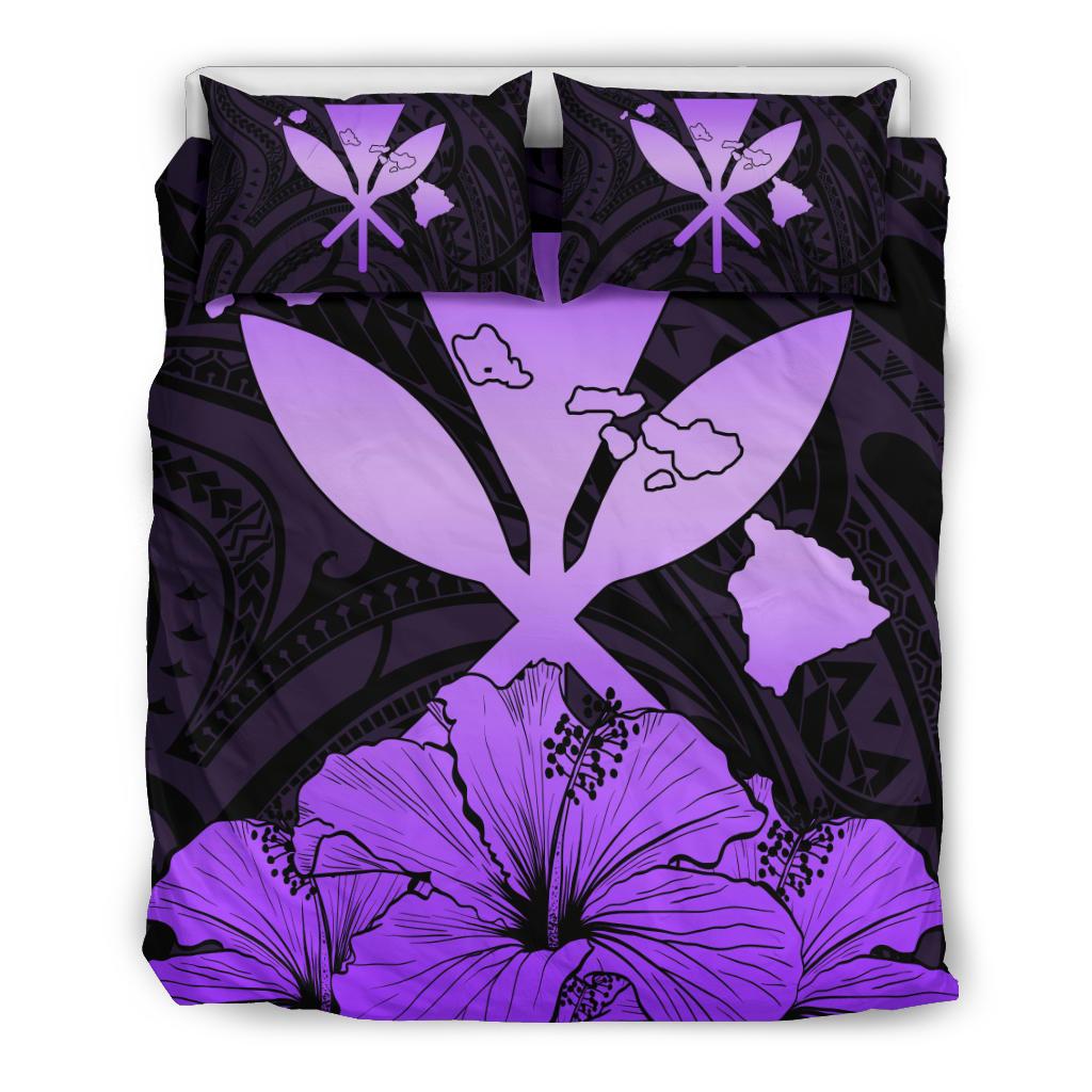 Hawaiian Kanaka Bedding Set Hibiscus Polynesian Love Violet Violet - Polynesian Pride