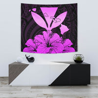 Hawaiian Kanaka Tapestry Hibiscus Polynesian Love Pink Wall Tapestry 75cm*90cm Pink - Polynesian Pride