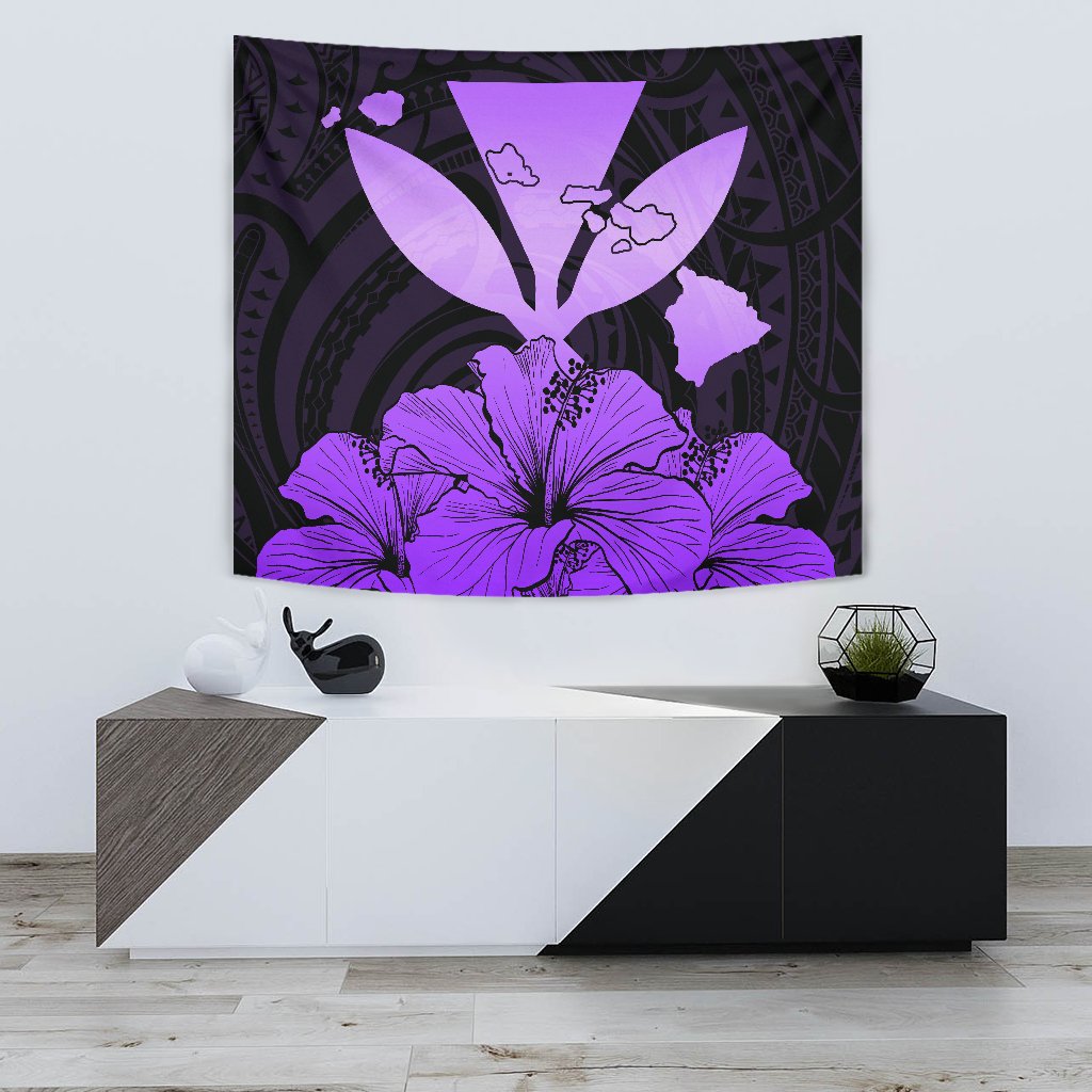 Hawaiian Kanaka Tapestry Hibiscus Polynesian Love Violet Wall Tapestry 75cm*90cm Violet - Polynesian Pride