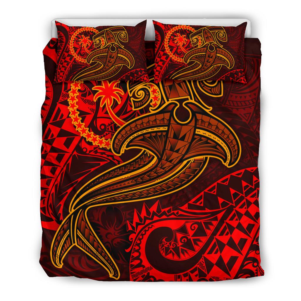 Chuuk Bedding Set - Red Shark Polynesian Tattoo - Polynesian Pride