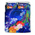 American Samoa Polynesian Bedding Set - Humpback Whale with Tropical Flowers (Blue) - Polynesian Pride