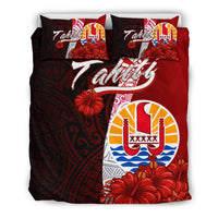 Tahiti Polynesian Bedding Set - Coat Of Arm With Hibiscus - Polynesian Pride