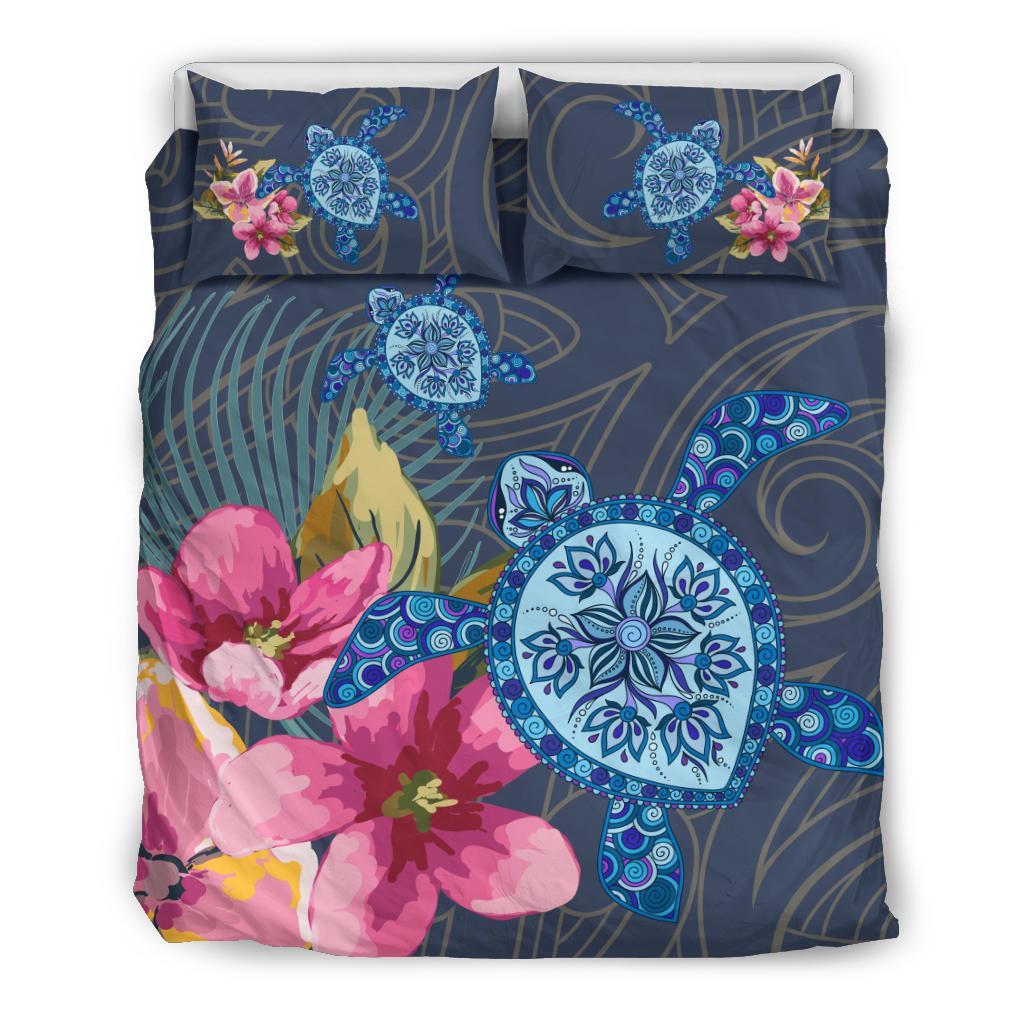 Hawaii Turtle Hibiscus Bedding Set - LH Style Blue - Polynesian Pride