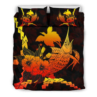 Papua New Guinea Polynesian Bedding Set - Swordfish With Hibiscus - Polynesian Pride
