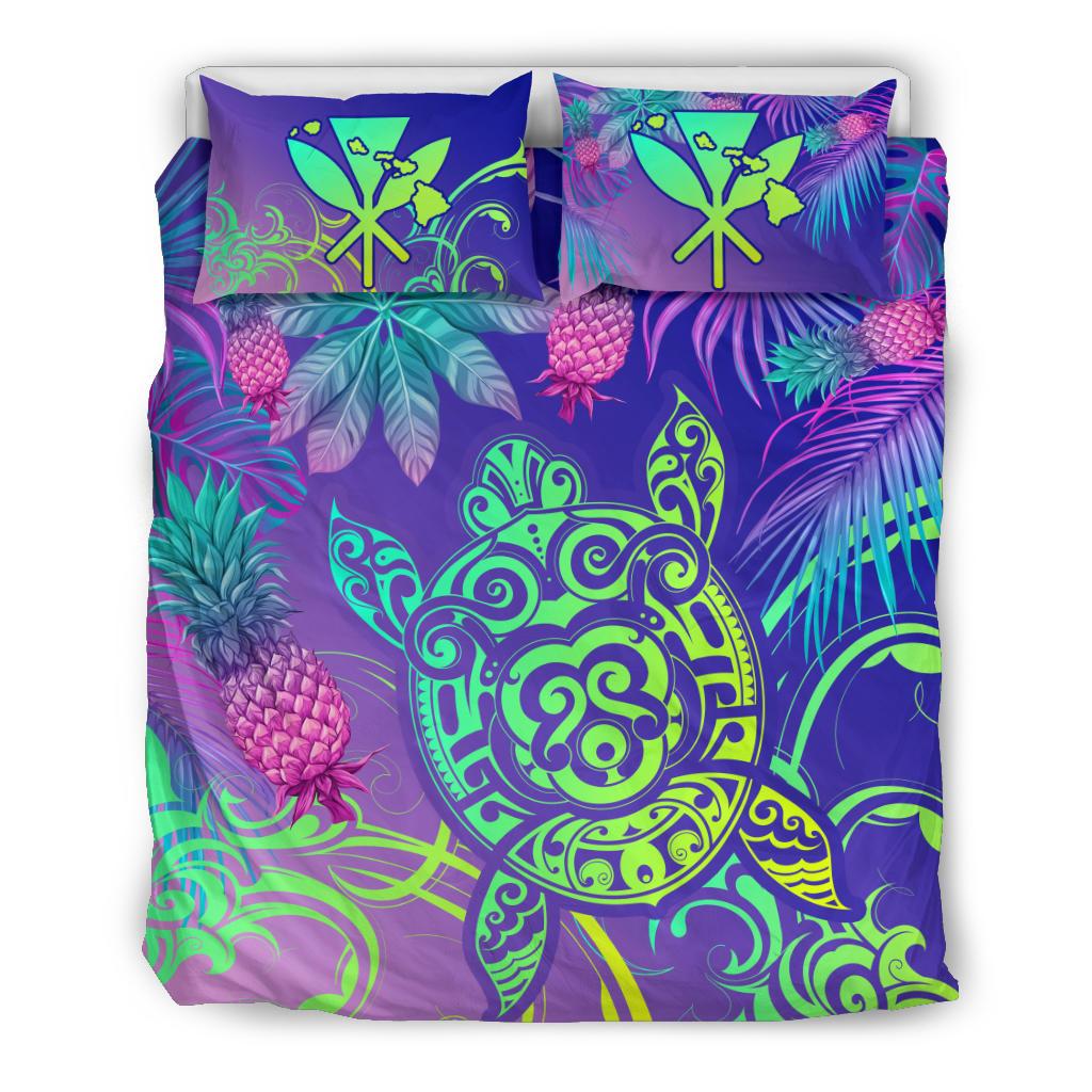 Hawaii Bedding Set - Hawaii Turtle Tropical Kanaka Maoli Bedding Set - Yez Style Blue - Polynesian Pride