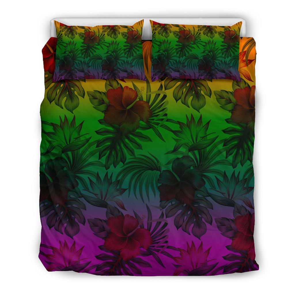Polynesian Bedding Set - Green Hibiscus Patterns - Polynesian Pride