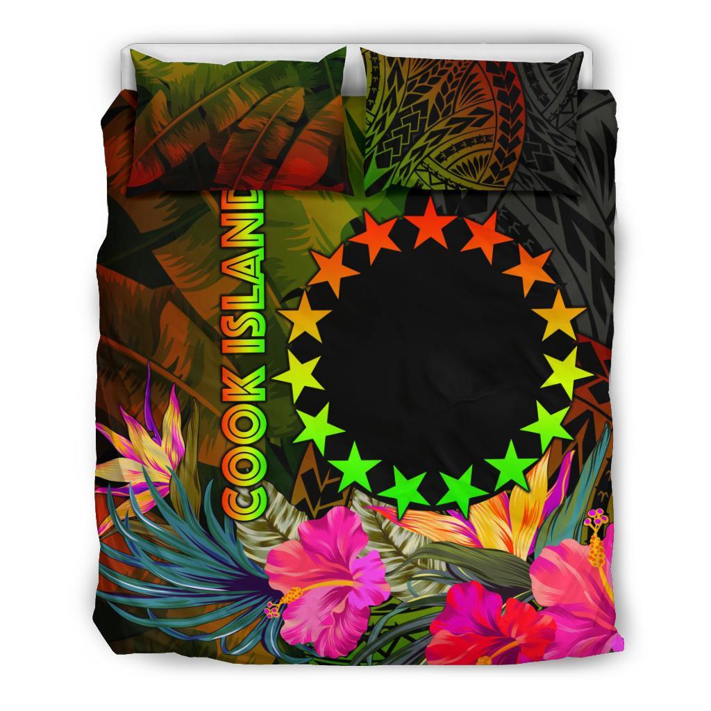 Cook Islands Polynesian Bedding Set - Hibiscus and Banana Leaves - Polynesian Pride