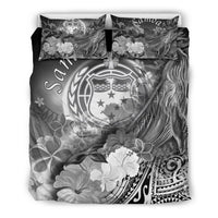 Samoa Bedding Set - Humpback Whale with Tropical Flowers (White) - Polynesian Pride