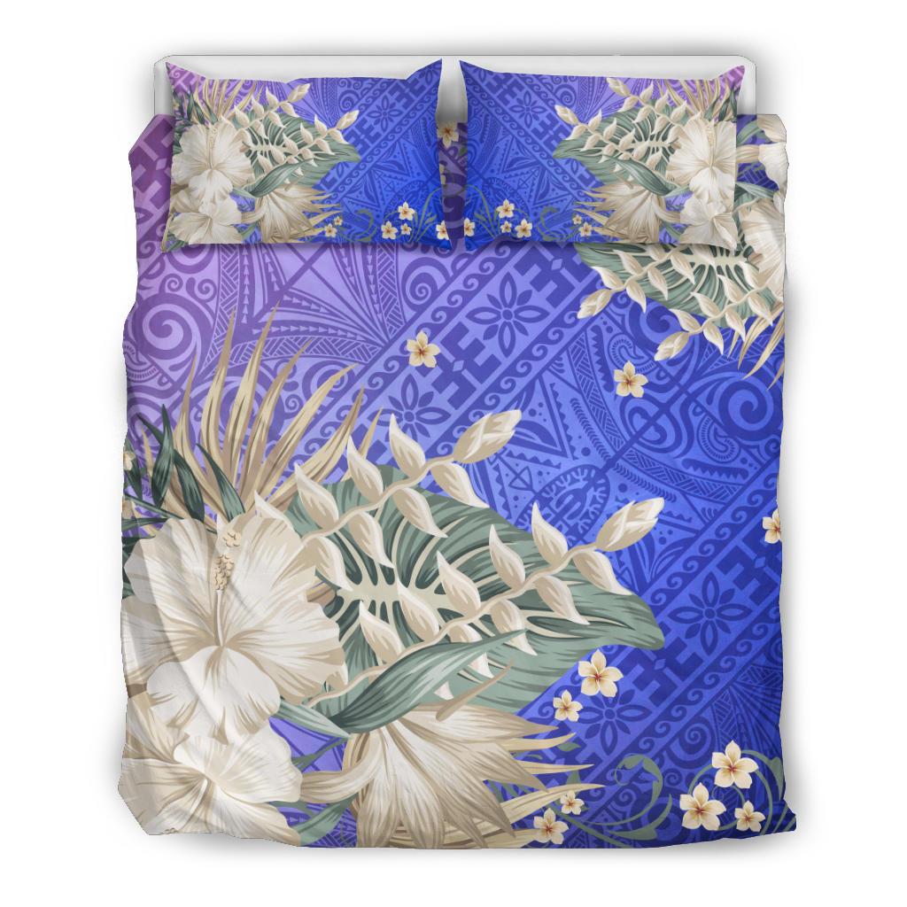 Hawaii Bedding Set - Hawaii Hibiscus Polynesian Culture Revival Blue - Polynesian Pride