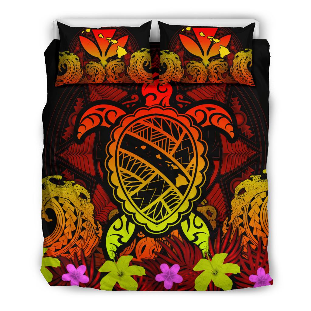 Hawaii Bedding Set - Hawaii Turtle Polynesian Red Bedding Set - Kuly Style Red - Polynesian Pride