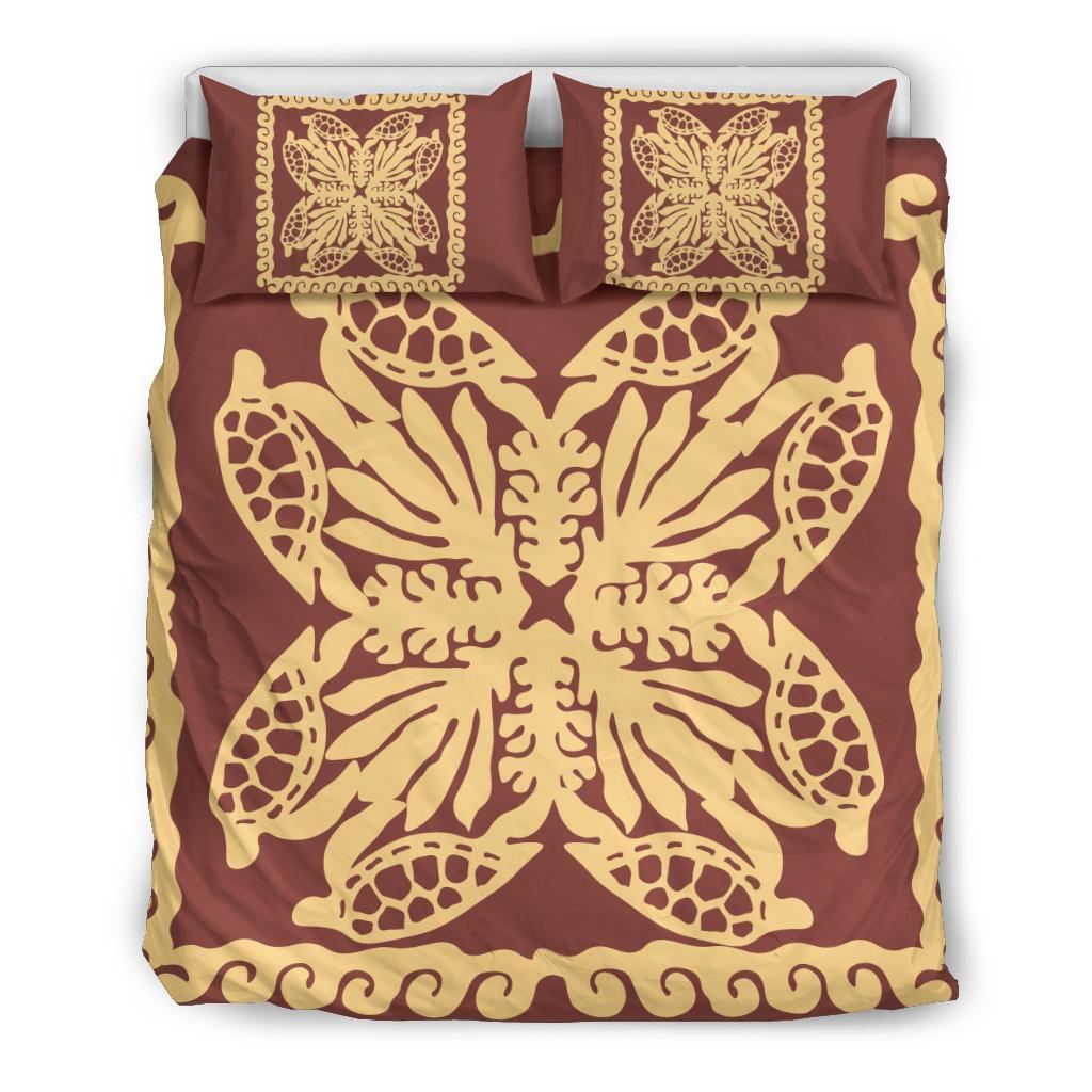 Hawaii Bedding Set - Hawaii Turtle Royal Coral Bedding Set - Dey Style Royal - Polynesian Pride