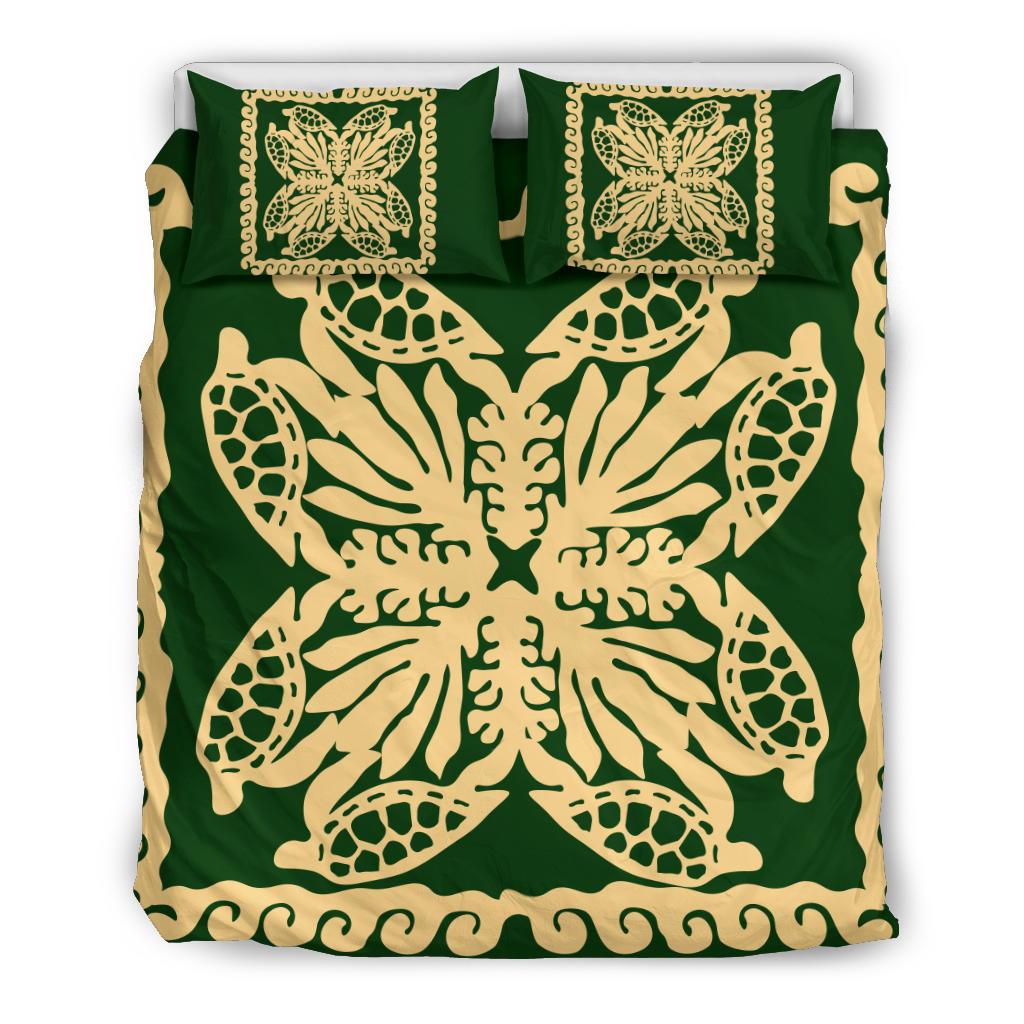 Hawaii Bedding Set - Hawaii Turtle Royal Green Bedding Set - Dey Style Green - Polynesian Pride