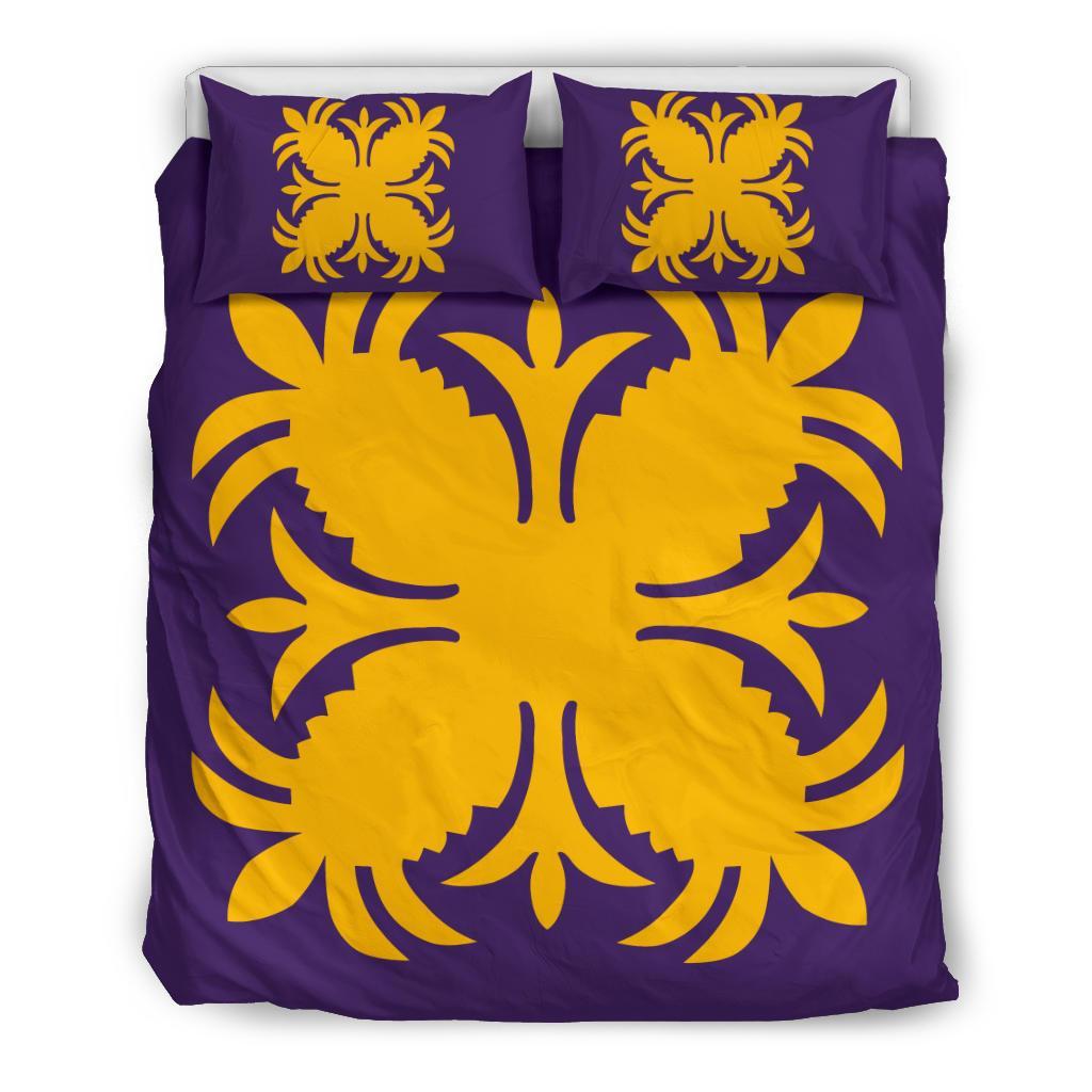 Hawaiian Bedding Set Royal Pattern - Purple And Gold - A2 Style Purple - Polynesian Pride