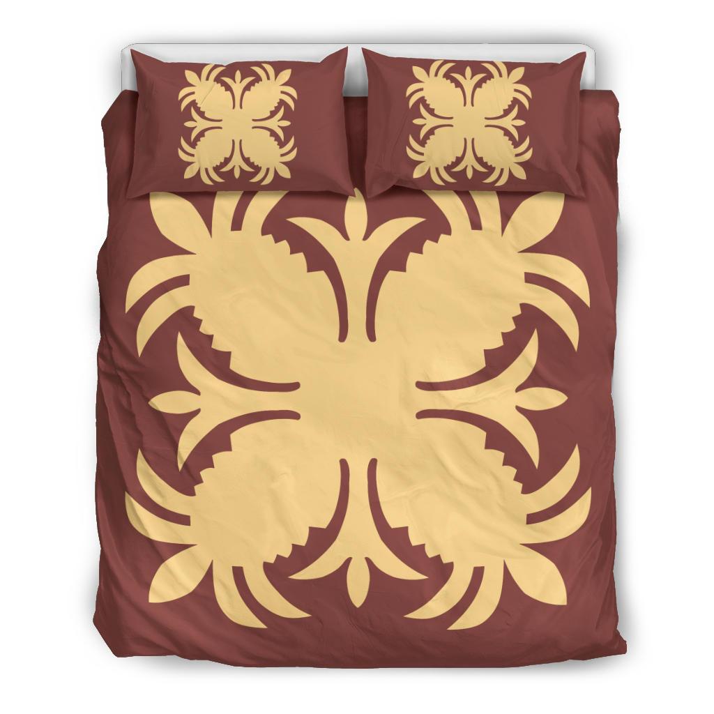 Hawaiian Bedding Set Royal Pattern - Coral - A2 Style Coral - Polynesian Pride