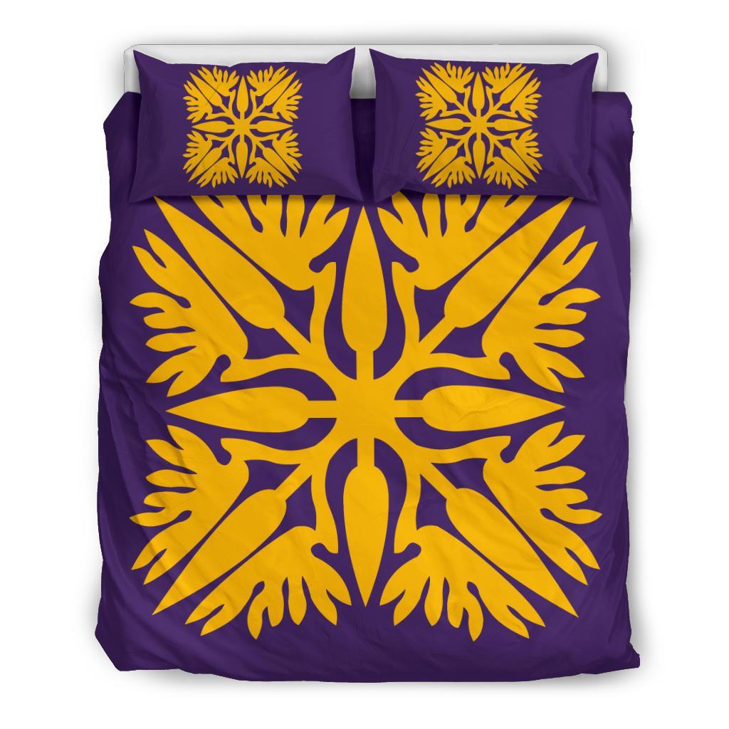 Hawaiian Bedding Set Royal Pattern - Purple And Gold - A3 Style Purple - Polynesian Pride