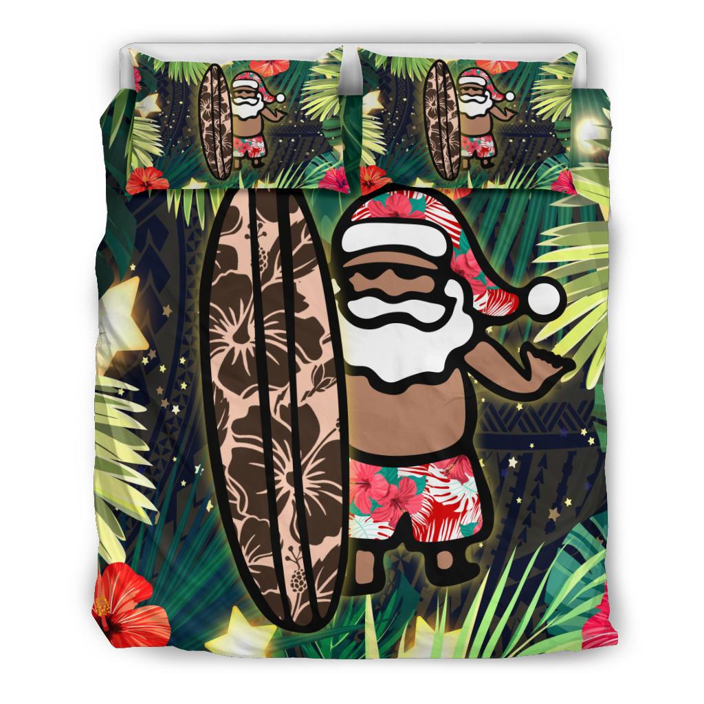 Hawaii Santa Claus Surf Christmas Pattern Bedding Set - AH Art - Polynesian Pride