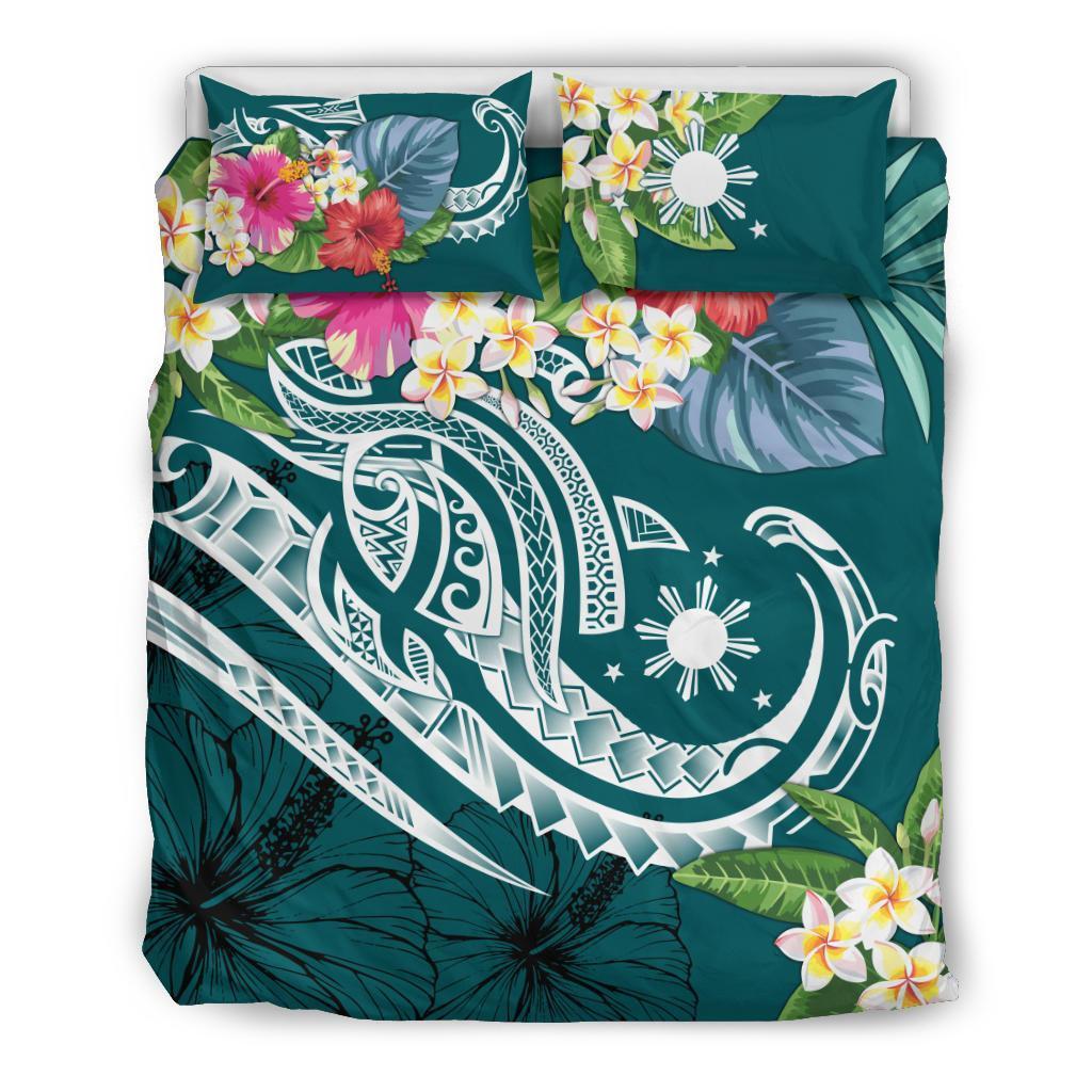 The Philippines Bedding Set - Summer Plumeria (Turquoise) - Polynesian Pride