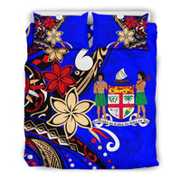 Fiji Bedding Set - Tribal Flower With Special Turtles Blue Color - Polynesian Pride