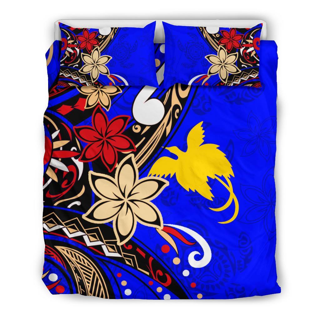 Papua Polynesian Bedding Set - Tribal Flower With Special Turtles Blue Color - Polynesian Pride