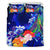 Cook Islands Custom Personalised Bedding Set - Humpback Whale with Tropical Flowers (Blue) - Polynesian Pride