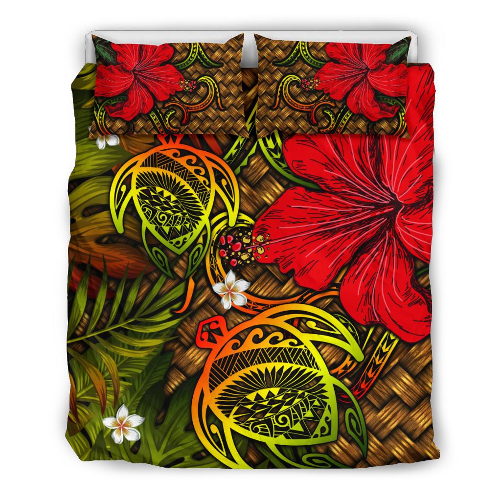 Hawaii Lauhala Hibiscus Polynesian Tropical Reggae Bedding Set - Wake Style - AH Reggae - Polynesian Pride