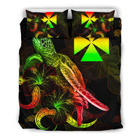 Wallis and Futuna Polynesian Bedding Set - Turtle With Blooming Hibiscus Reggae - Polynesian Pride