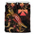 Wallis And Futuna Polynesian Bedding Set - Turtle With Blooming Hibiscus Gold - Polynesian Pride