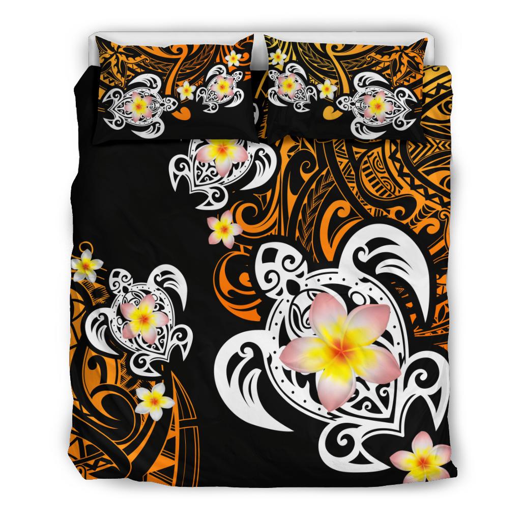 Hawaii Turtle Plumeria Polynesian Bedding Set - Hete Style - AH Black - Polynesian Pride