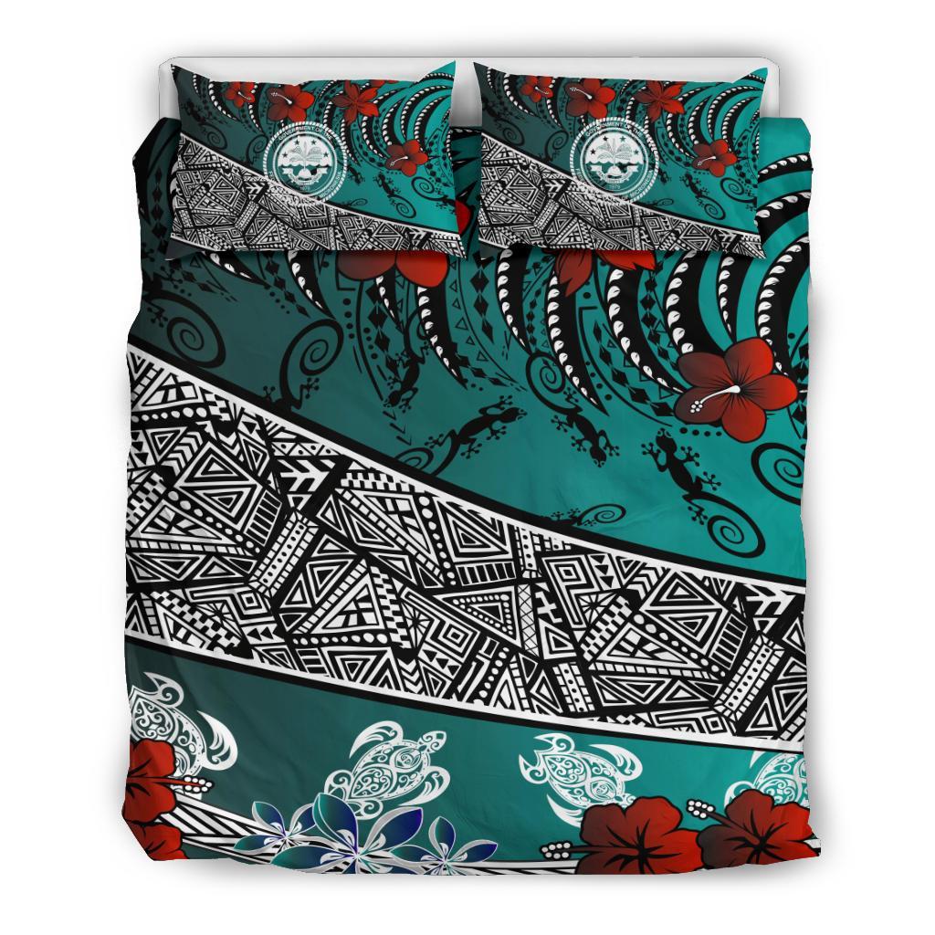 Federated States Of Micronesia Bedding Set - Lizard And Turtle Green - Polynesian Pride