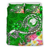 Pohnpei Bedding Set - Turtle Plumeria (Green) - Polynesian Pride