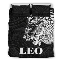Sun In Leo Zodiac Bedding Set Polynesian Tattoo Simple - White - Polynesian Pride