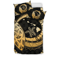 Hawaiian Map Hibiscus Plumeria Turtle Polynesian Bedding Set - Polynesian Pride