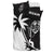 Guam Duvet Cover Set - Guam Coat Of Arms & Coconut Tree Black White - Polynesian Pride