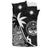 Marshall Islands Duvet Cover Set - Marshall Islands Coat Of Arms & Coconut Tree Black White - Polynesian Pride