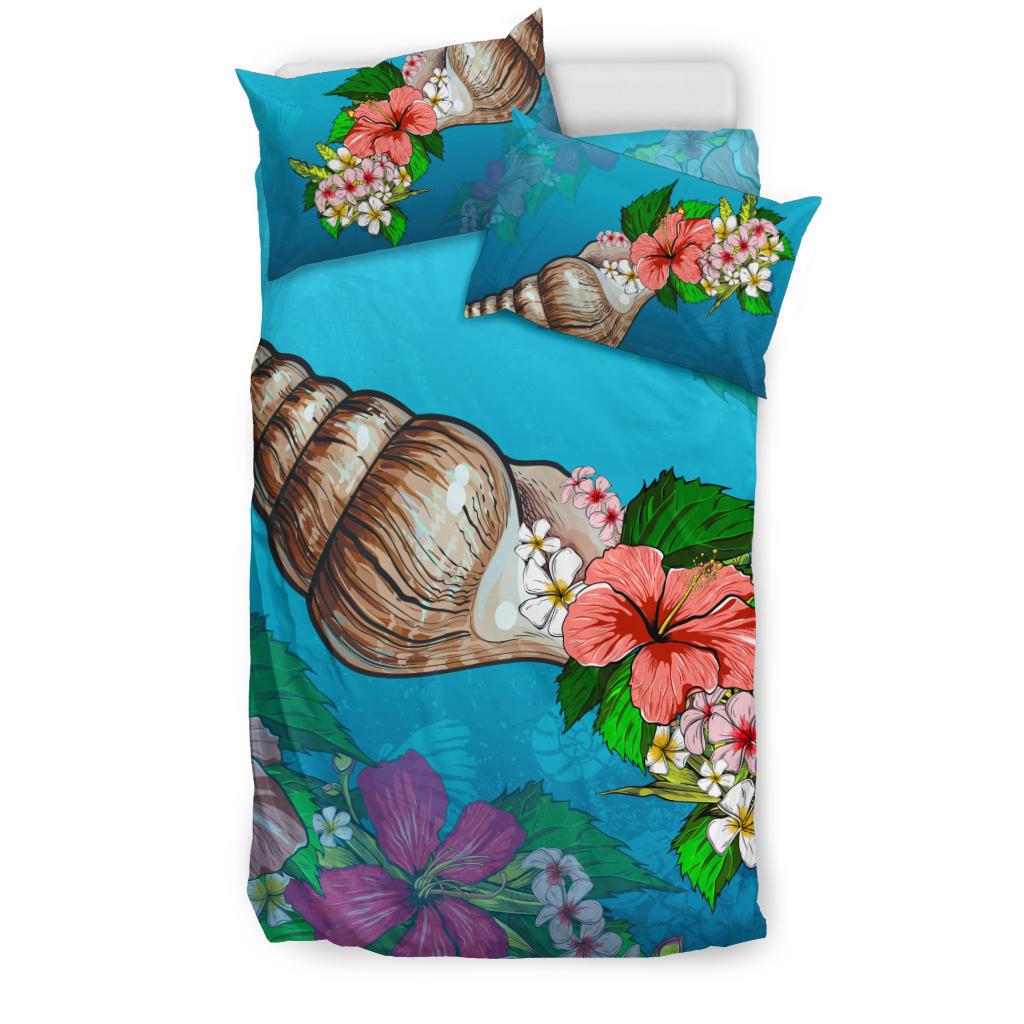 Hawaiian Snail Hibiscus Plumeria Polynesian Bedding Set - Polynesian Pride