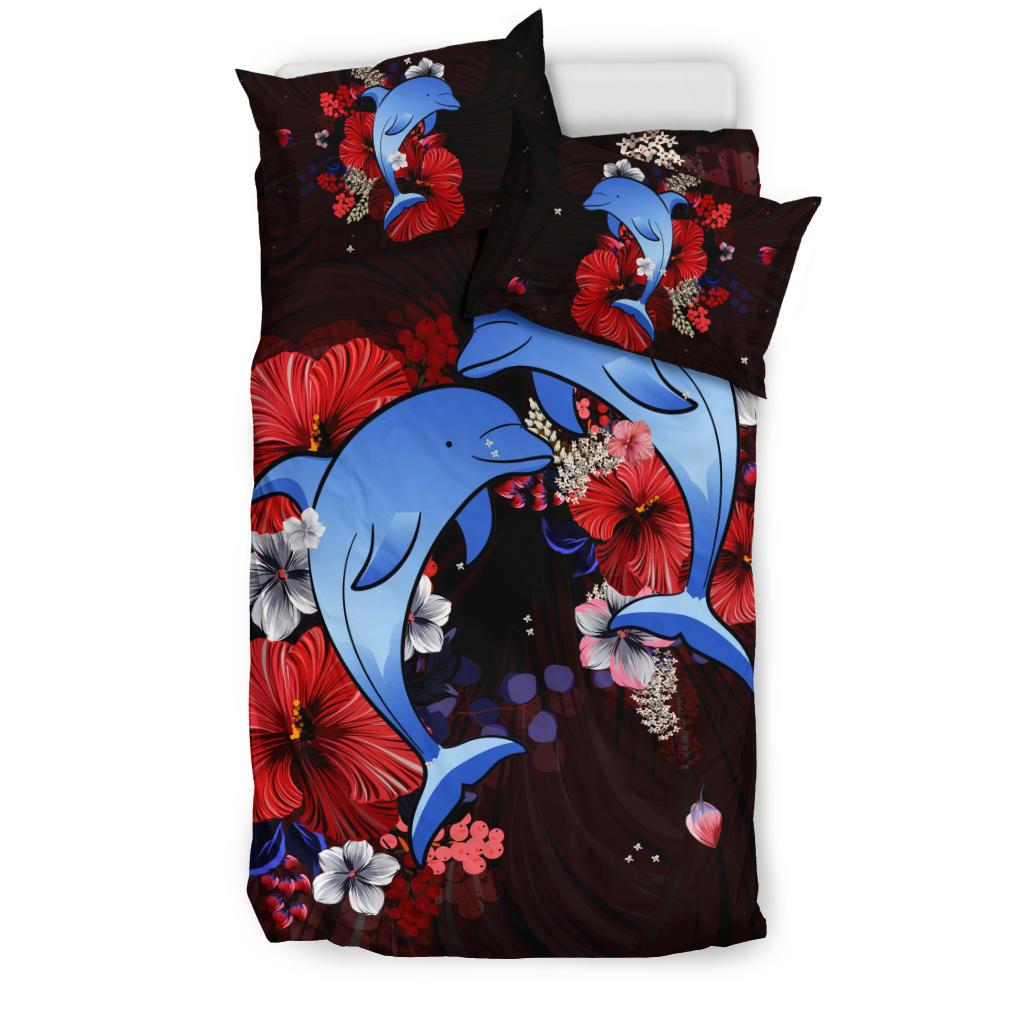 Hawaiian Tropical Hibiscus Dolphin Polynesian Bedding Set - Polynesian Pride