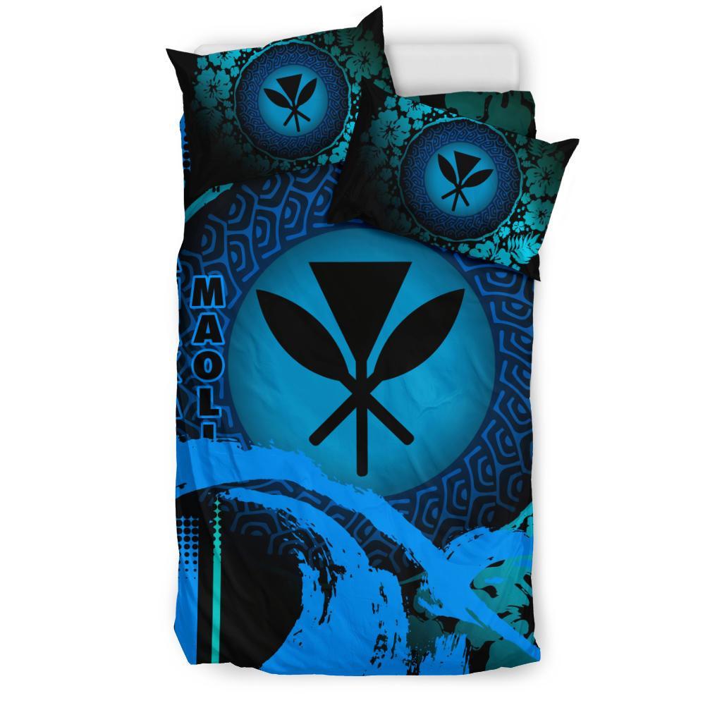 Kanaka Maoli Duvet Cover Set - Hibiscus And Wave Special Navy - Polynesian Pride