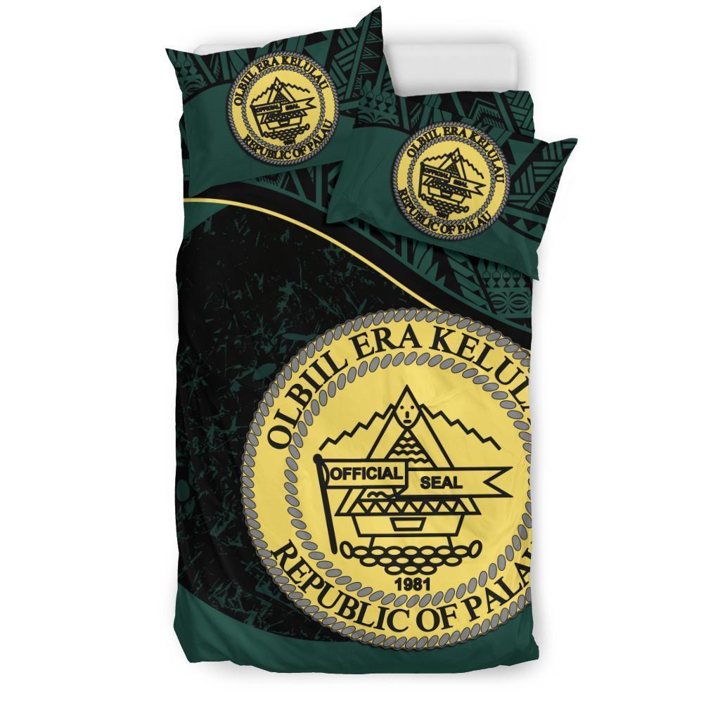 Palau Duvet Cover Set - Palau Coat Of Arms Dark Green - Polynesian Pride