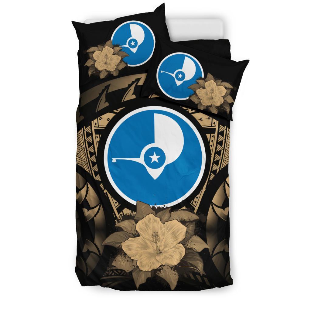 Yap Duvet Cover Set - Yap Flag & Reggae Hibiscus - Polynesian Pride
