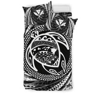 Hawaiian Kanaka Honu Hibiscus Tornado White Polynesian Bedding Set - Polynesian Pride