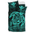 Hawaiian Map Turtle Kanaka Hibiscus Polynesian Bedding Set - Turquoise - Polynesian Pride