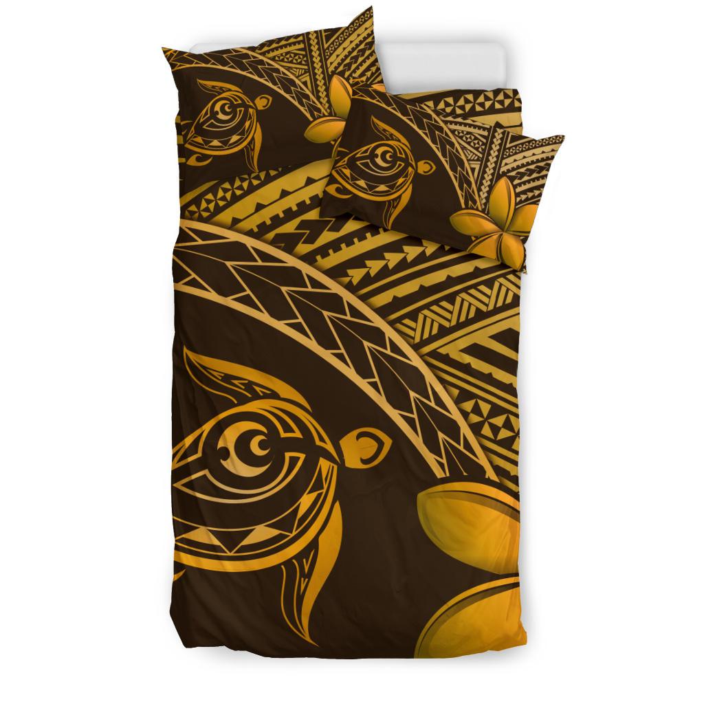 Hawaiian Turtle Plumeria Polynesian Bedding Set Neo Brown - Polynesian Pride
