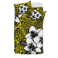 Hawaiian Plumeria Tribe Yellow Polynesian Bedding Set - Polynesian Pride