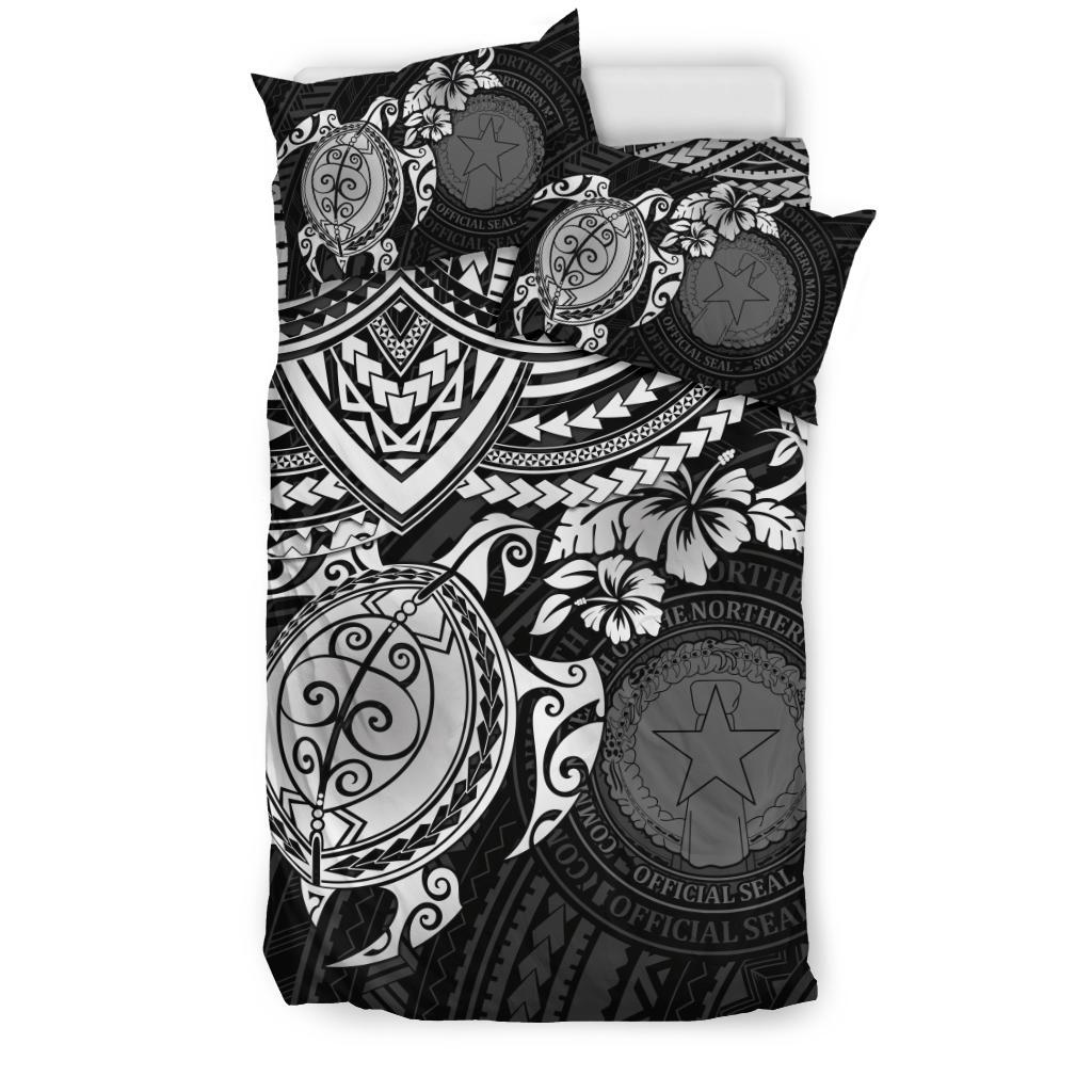 Northern Mariana Islands Polynesian Duvet Cover Set - White Turtle - Polynesian Pride