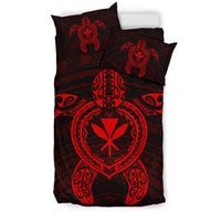 Hawaiian Turtle Kanaka Polynesian Bedding Set - Red - Polynesian Pride