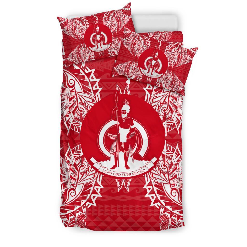 Polynesian Bedding Set - Vanuatu Duvet Cover Set Map Red White - Polynesian Pride